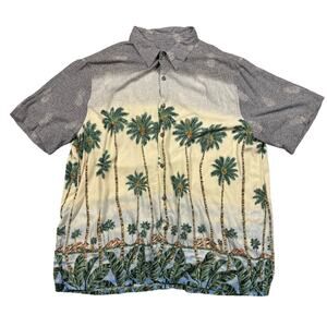 Hawaiian Shirt for Men XXL Batik Bay Button‎ Down Vintage Rayon Summer Palm Tree